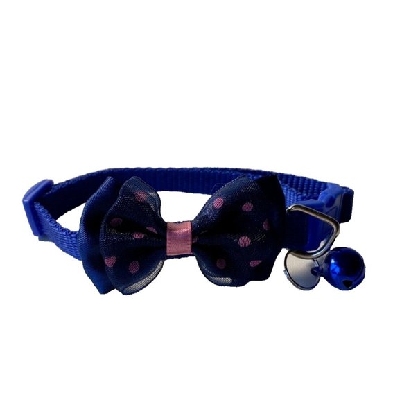 Bowtie Cat Collar with Bell, Blue and Pink, Brand New - Picture 1 of 6
